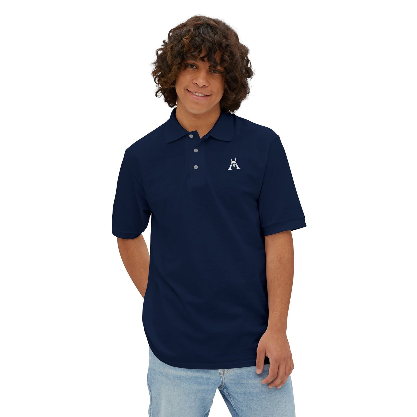 Men's White Polo Shirt with Minimal Penguin Logo — Classic Golf & Casual Tee